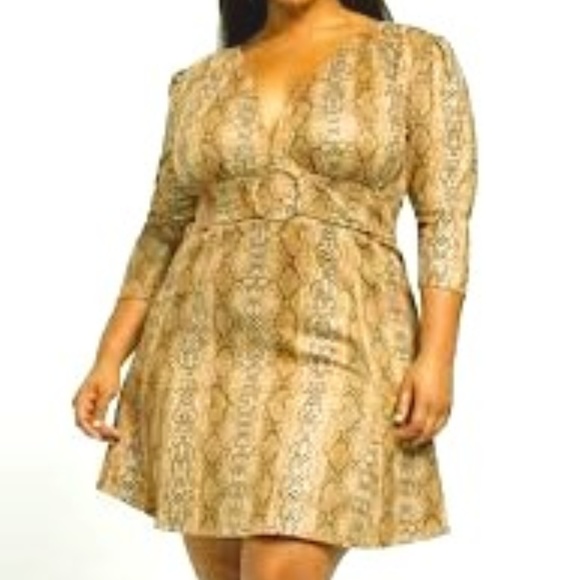Amalia Faux Suede Snake Print Dress - Picture 1 of 5